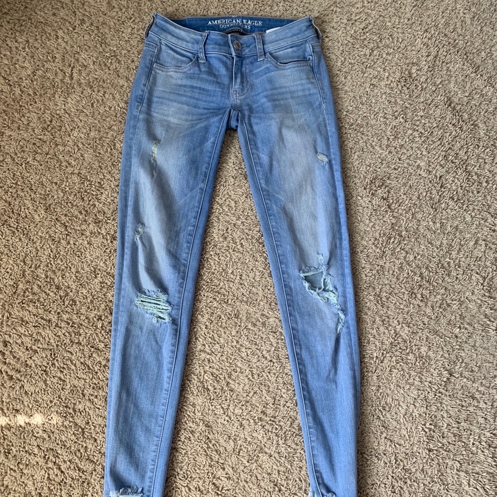 Light Blue American Eagle Ripped Jeans - Picture 2 of 3